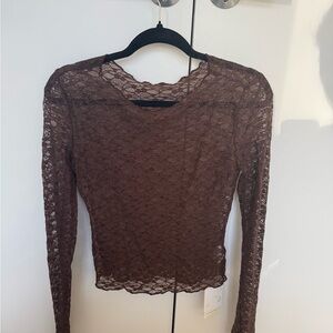 Elegant Brown Lace Top